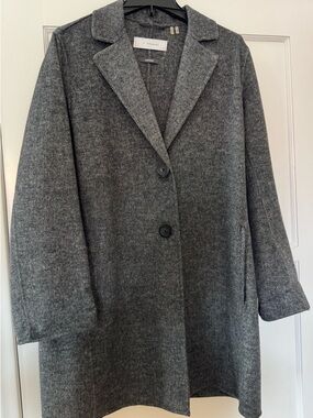 T Tahari HANDMADE grey/cream mottled top coat